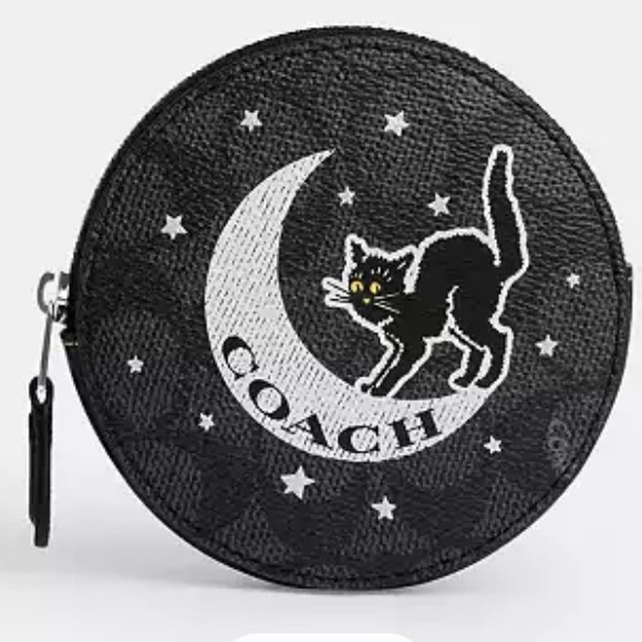 Coach Coin Case In Signature Canvas With Halloween Graphic - Picture 1 of 6